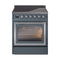 ILVE Nostalgie II Noblesse 30-Inch 4.0 Cu. Ft. Induction Range with 4 Elements and Triple Glass Door in Blue Grey with Chrome Trim (UNI304NMPBGC)
