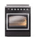 ILVE Nostalgie II Noblesse 30-Inch 4.0 Cu. Ft. Induction Range with 4 Elements and Triple Glass Door in Glossy Black with Chrome Trim (UNI304NMPBKC)