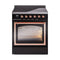 ILVE Nostalgie II Noblesse 30-Inch 4.0 Cu. Ft. Induction Range with 4 Elements and Triple Glass Door in Glossy Black with Copper Trim (UNI304NMPBKP)