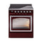 ILVE Nostalgie II Noblesse 30-Inch 4.0 Cu. Ft. Induction Range with 4 Elements and Triple Glass Door in Burgundy with Chrome Trim (UNI304NMPBUC)
