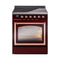 ILVE Nostalgie II Noblesse 30-Inch 4.0 Cu. Ft. Induction Range with 4 Elements and Triple Glass Door in Burgundy with Copper Trim (UNI304NMPBUP)