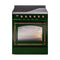 ILVE Nostalgie II Noblesse 30-Inch 4.0 Cu. Ft. Induction Range with 4 Elements and Triple Glass Door in Emerald Green with Burnished Bronze Trim (UNI304NMPEGB)