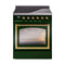 ILVE Nostalgie II Noblesse 30-Inch 4.0 Cu. Ft. Induction Range with 4 Elements and Triple Glass Door in Emerald Green with Brass Trim (UNI304NMPEGG)
