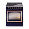 ILVE Nostalgie II Noblesse 30-Inch 4.0 Cu. Ft. Induction Range with 4 Elements and Triple Glass Door in Midnight Blue with Copper Trim (UNI304NMPMBP)