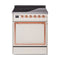 ILVE Nostalgie II Noblesse 30-Inch 4.0 Cu. Ft. Induction Range with 4 Elements and Solid Door in Antique White with Copper Trim (UNI304QNMPAWP)