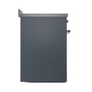 Blue grey range side panel with chrome handle and raised control housing