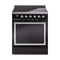 ILVE Nostalgie II Noblesse 30-Inch 4.0 Cu. Ft. Induction Range with 4 Elements and Solid Door in Glossy Black with Chrome Trim (UNI304QNMPBKC)