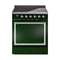 ILVE Nostalgie II Noblesse 30-Inch 4.0 Cu. Ft. Induction Range with 4 Elements and Solid Door in Emerald Green with Chrome Trim (UNI304QNMPEGC)