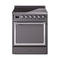 ILVE Nostalgie II Noblesse 30-Inch 4.0 Cu. Ft. Induction Range with 4 Elements and Solid Door in Matte Graphite with Chrome Trim (UNI304QNMPMGC)