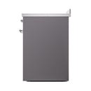 Matte graphite oven door with chrome hinges and handle, solid-door design