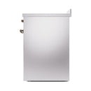 Stainless steel oven side panel with bronze door hinges