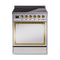 ILVE Nostalgie II Noblesse 30-Inch 4.0 Cu. Ft. Induction Range with 4 Elements and Solid Door in Stainless Steel with Brass Trim (UNI304QNMPSSG)