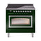 ILVE Nostalgie II Noblesse 36-Inch 3.5 Cu. Ft. Induction Range with 6 Elements and Triple Glass Door in Emerald Green with Chrome Trim (UNI366NMPEGC)