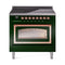 ILVE Nostalgie II Noblesse 36-Inch 3.5 Cu. Ft. Induction Range with 6 Elements and Triple Glass Door in Emerald Green with Copper Trim (UNI366NMPEGP)