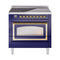 ILVE Nostalgie II Noblesse 36-Inch 3.5 Cu. Ft. Induction Range with 6 Elements and Triple Glass Door in Midnight Blue with Brass Trim (UNI366NMPMBG)