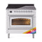 ILVE Nostalgie II Noblesse 36-Inch 3.5 Cu. Ft. Induction Range with 6 Elements and Triple Glass Door in Custom RAL with Chrome Trim (UNI366NMPRAC)