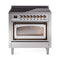 ILVE Nostalgie II Noblesse 36-Inch 3.5 Cu. Ft. Induction Range with 6 Elements and Triple Glass Door in Stainless Steel with Burnished Bronze Trim (UNI366NMPSSB)