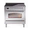 ILVE Nostalgie II Noblesse 36-Inch 3.5 Cu. Ft. Induction Range with 6 Elements and Triple Glass Door in Stainless Steel with Chrome Trim (UNI366NMPSSC)