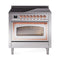 ILVE Nostalgie II Noblesse 36-Inch 3.5 Cu. Ft. Induction Range with 6 Elements and Triple Glass Door in Stainless Steel with Copper Trim (UNI366NMPSSP)