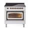 ILVE Nostalgie II Noblesse 36-Inch 3.5 Cu. Ft. Induction Range with 6 Elements and Triple Glass Door in White with Burnished Bronze Trim (UNI366NMPWHB)