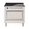ILVE Nostalgie II Noblesse 36-Inch 3.5 Cu. Ft. Induction Range with 6 Elements and Solid Door in Antique White with Chrome Trim (UNI366QNMPAWC)