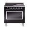 ILVE Nostalgie II Noblesse 36-Inch 3.5 Cu. Ft. Induction Range with 6 Elements and Solid Door in Glossy Black with Chrome Trim (UNI366QNMPBKC)