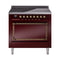 ILVE Nostalgie II Noblesse 36-Inch 3.5 Cu. Ft. Induction Range with 6 Elements and Solid Door in Burgundy with Burnished Bronze Trim (UNI366QNMPBUB)