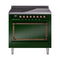 ILVE Nostalgie II Noblesse 36-Inch 3.5 Cu. Ft. Induction Range with 6 Elements and Solid Door in Emerald Green with Burnished Bronze Trim (UNI366QNMPEGB)
