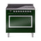 ILVE Nostalgie II Noblesse 36-Inch 3.5 Cu. Ft. Induction Range with 6 Elements and Solid Door in Emerald Green with Chrome Trim (UNI366QNMPEGC)