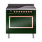ILVE Nostalgie II Noblesse 36-Inch 3.5 Cu. Ft. Induction Range with 6 Elements and Solid Door in Emerald Green with Copper Trim (UNI366QNMPEGP)