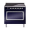 ILVE Nostalgie II Noblesse 36-Inch 3.5 Cu. Ft. Induction Range with 6 Elements and Solid Door in Midnight Blue with Chrome Trim (UNI366QNMPMBC)