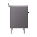 Matte graphite range side panel with chrome trim and adjustable legs