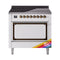 ILVE Nostalgie II Noblesse 36-Inch 3.5 Cu. Ft. Induction Range with 6 Elements and Solid Door in Custom RAL with Burnished Bronze Trim (UNI366QNMPRAB)