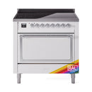 ILVE 36-inch induction range with solid door and chrome-trim control panel