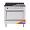 ILVE Nostalgie II Noblesse 36-Inch 3.5 Cu. Ft. Induction Range with 6 Elements and Solid Door in Custom RAL with Chrome Trim (UNI366QNMPRAC)