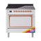 ILVE Nostalgie II Noblesse 36-Inch 3.5 Cu. Ft. Induction Range with 6 Elements and Solid Door in Custom RAL with Copper Trim (UNI366QNMPRAP)