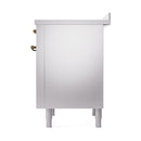 ILVE Nostalgie II induction range stainless steel side panel with bronze hinges