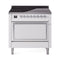 ILVE Nostalgie II Noblesse 36-Inch 3.5 Cu. Ft. Induction Range with 6 Elements and Solid Door in White with Chrome Trim (UNI366QNMPWHC)
