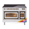 ILVE Nostalgie II Noblesse 48-Inch 5.02 Cu. Ft. Dual Oven Induction Range with 6 Elements and Triple Glass Door in Custom RAL with Burnished Bronze Trim (UNI486NMPRAB)