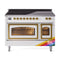 ILVE Nostalgie II Noblesse 48-Inch 5.02 Cu. Ft. Dual Oven Induction Range with 6 Elements and Triple Glass Door in RAL with Brass Trim (UNI486NMPRAG)