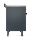 Blue grey range side panel with brass handle and pedestal feet