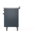 Blue grey range front corner with brass handle and pedestal feet