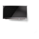 Blue-grey oven door with dark glass panel and sleek control trim