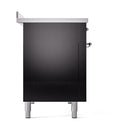 Black solid-door oven base with silver legs and side handle