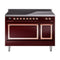 ILVE Nostalgie II Noblesse 48-Inch 5.02 Cu. Ft. Dual Oven Induction Range with 6 Elements and Solid Door in Burgundy with Copper Trim (UNI486QNMPBUP)