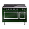 ILVE Nostalgie II Noblesse 48-Inch 5.02 Cu. Ft. Dual Oven Induction Range with 6 Elements and Solid Door in Emerald Green with Chrome Trim (UNI486QNMPEGC)