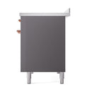 Matte graphite oven cabinet with solid door and copper side handles