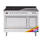 ILVE Nostalgie II Noblesse 48-Inch 5.02 Cu. Ft. Dual Oven Induction Range with 6 Elements and Solid Door in Custom RAL with Chrome Trim (UNI486QNMPRAC)