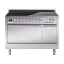 Stainless steel induction range with two oven doors and front control panel