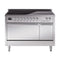 ILVE Nostalgie II Noblesse 48-Inch 5.02 Cu. Ft. Dual Oven Induction Range with 6 Elements and Solid Door in Stainless Steel with Chrome Trim (UNI486QNMPSSC)